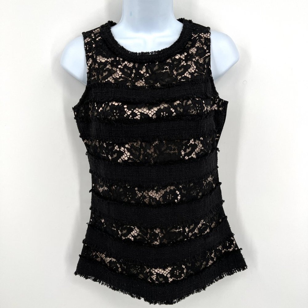 NWT‎ J. Crew Lace and Fringe Striped Dressy Tank Formal or with Jeans Sexy XXS